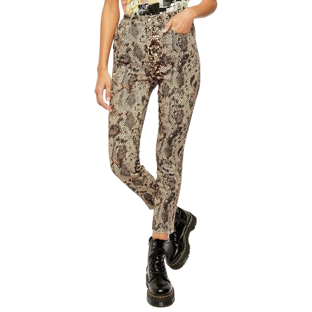 We The Free Snake Print Skinny Jeans Pants High-Rise Stretch Comfort Womens Sz25